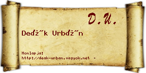 Deák Urbán névjegykártya